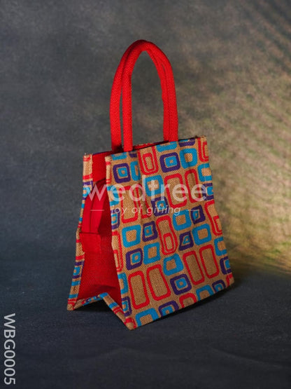 Jute bag - 3 colour box (small) with coloured handle and zipper - WBG0005