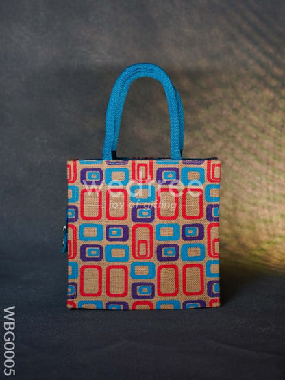 Jute bag - 3 colour box (small) with coloured handle and zipper - WBG0005