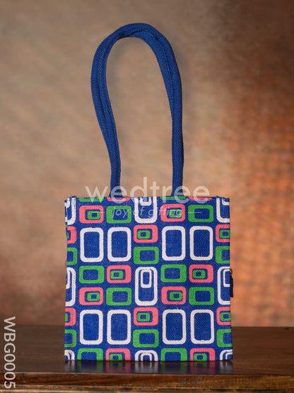 Jute bag - 3 colour box (small) with coloured handle and zipper - WBG0005