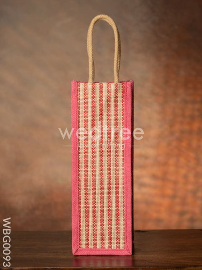 Jute Bag for Water Bottle with Vertical Stripes - WBG0093