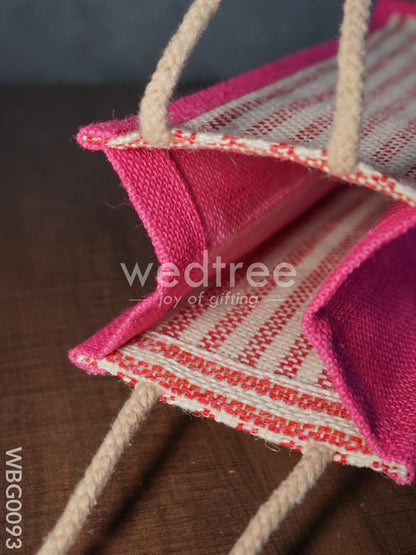 Jute Bag for Water Bottle with Vertical Stripes - WBG0093