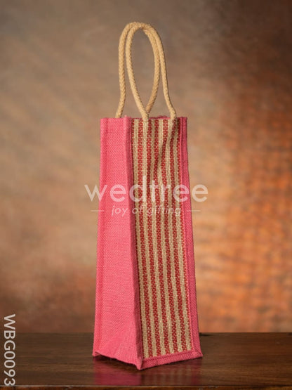 Jute Bag for Water Bottle with Vertical Stripes - WBG0093