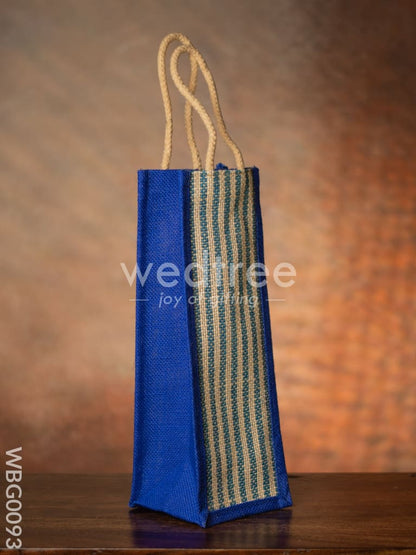 Jute Bag for Water Bottle with Vertical Stripes - WBG0093