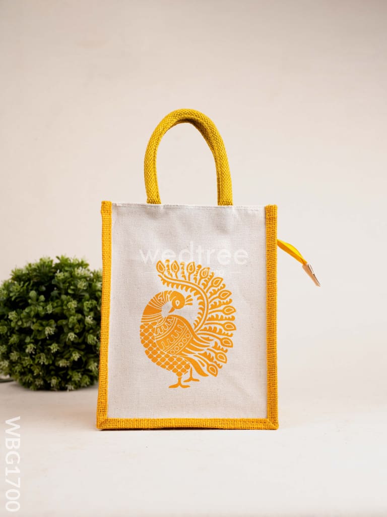 Jute Bag with Annapakshi Print - WBG1700