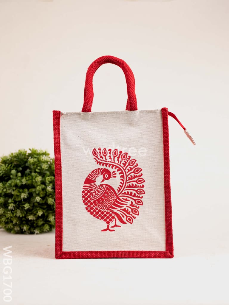 Jute Bag with Annapakshi Print - WBG1700