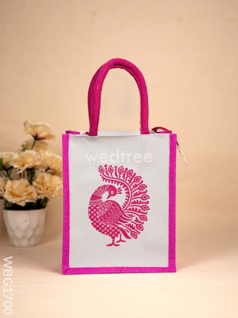 Jute Bag with Annapakshi Print - WBG1700