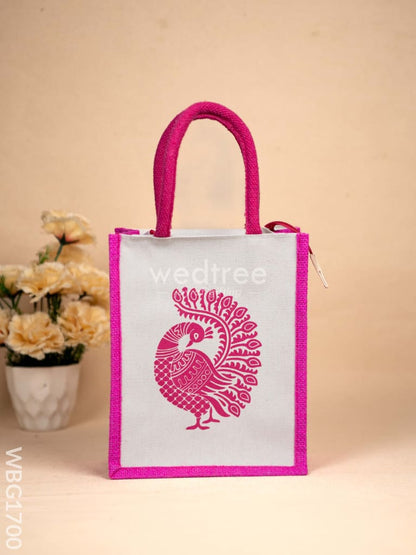 Jute Bag with Annapakshi Print - WBG1700