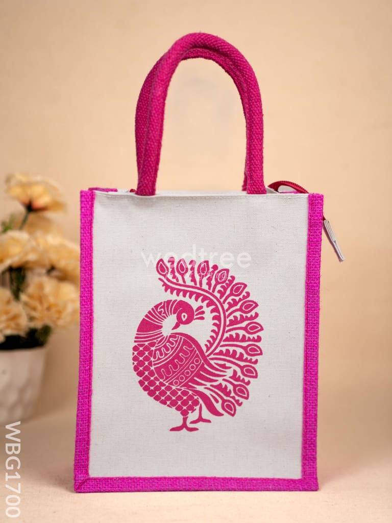 Jute Bag with Annapakshi Print - WBG1700