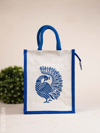 Jute Bag with Annapakshi Print - WBG1700