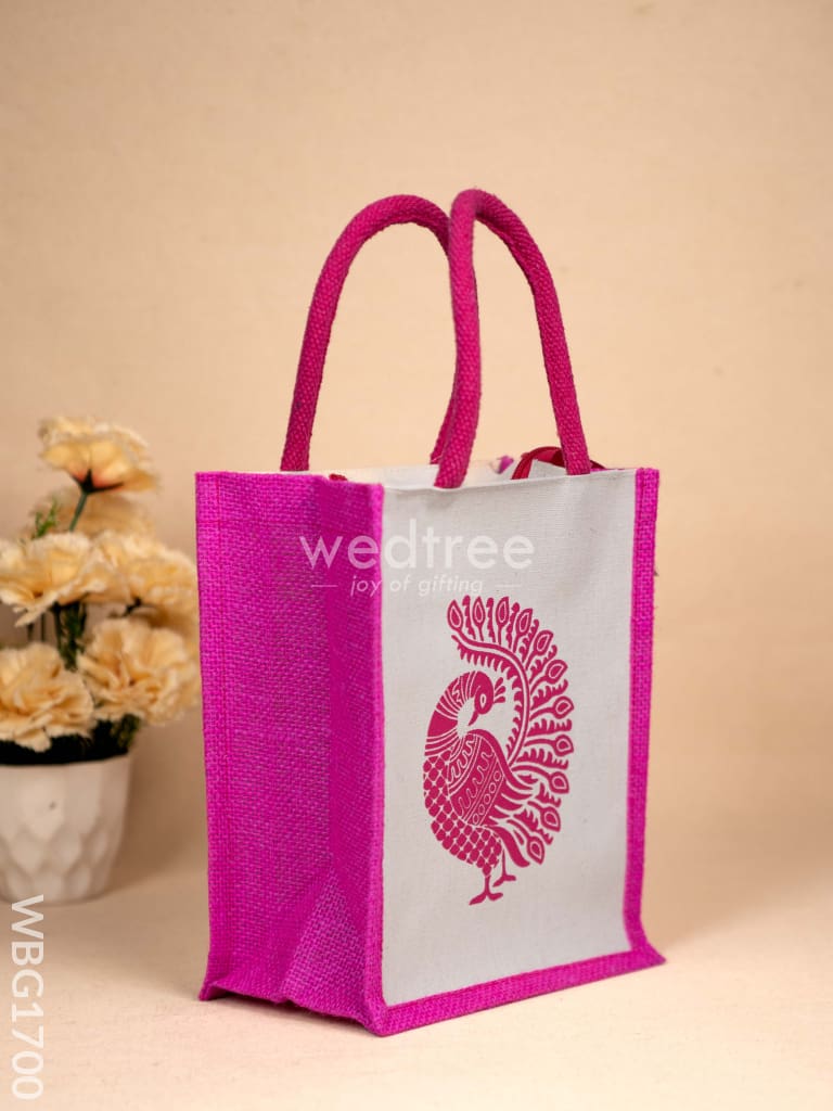 Jute Bag with Annapakshi Print - WBG1700