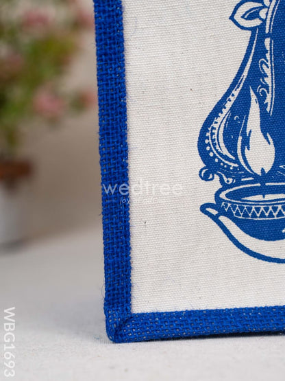 Jute Bag with Durga Face Print - WBG1693