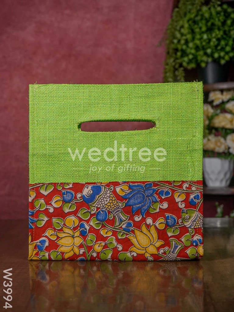 Jute Bag with Kalamkari Fabric- W3994