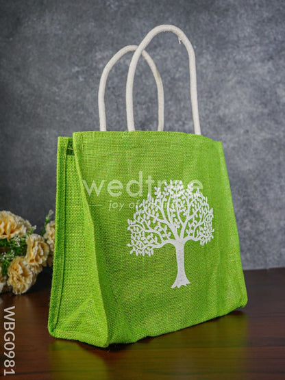 Jute Bag with Kalpavriksha Tree Print - WBG0981