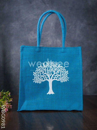 Jute Bag with Kalpavriksha Tree Print - WBG0981