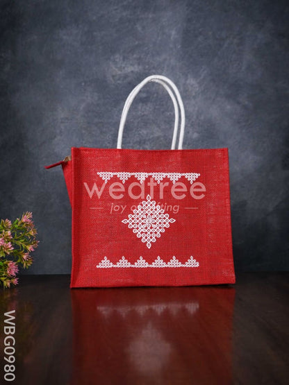 Jute Bag with Rangoli Print - WBG0980