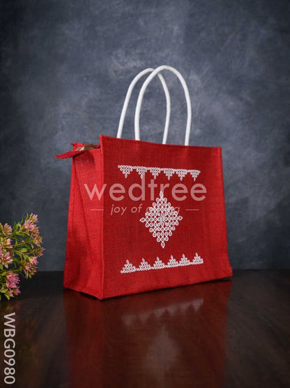 Jute Bag with Rangoli Print - WBG0980