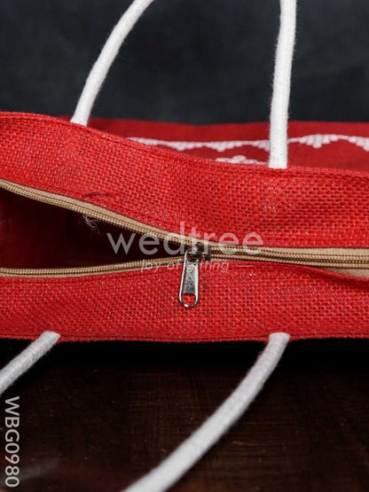 Jute Bag with Rangoli Print - WBG0980