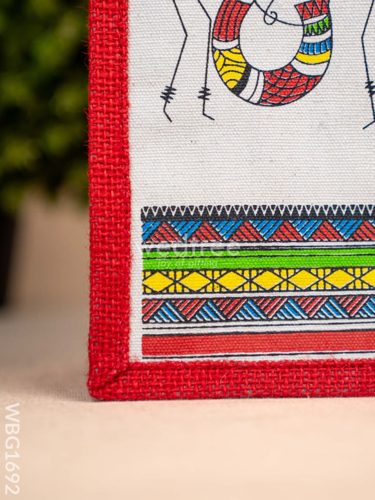 Jute Bag with Warli Print - WBG1692