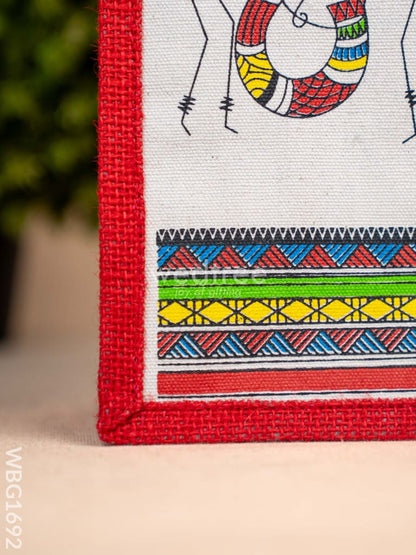 Jute Bag with Warli Print - WBG1692