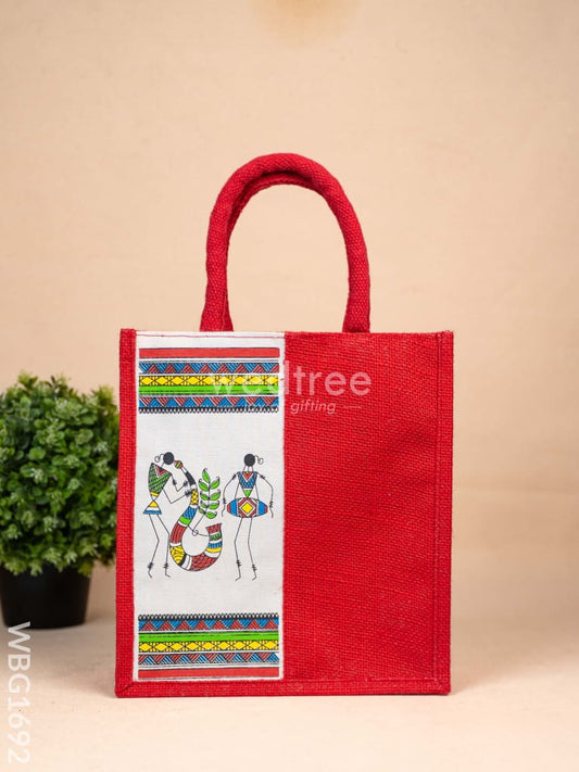 Jute Bag with Warli Print - WBG1692
