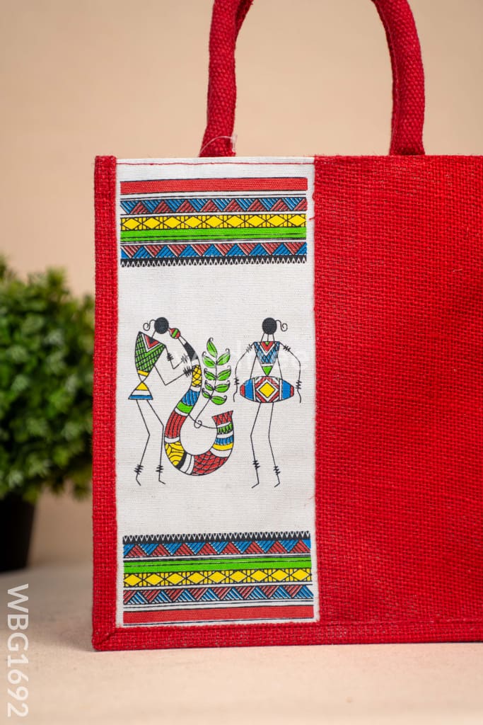 Jute Bag with Warli Print - WBG1692