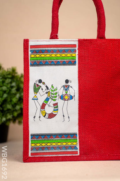 Jute Bag with Warli Print - WBG1692