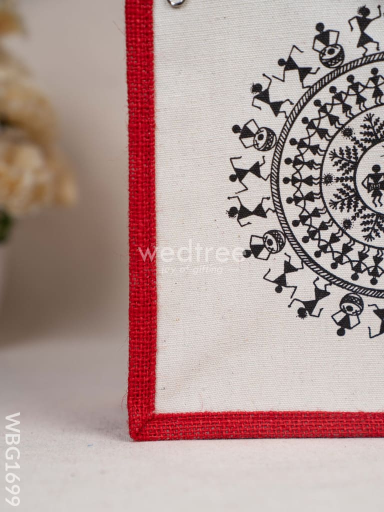 Jute Bag with Warli Print - WBG1699