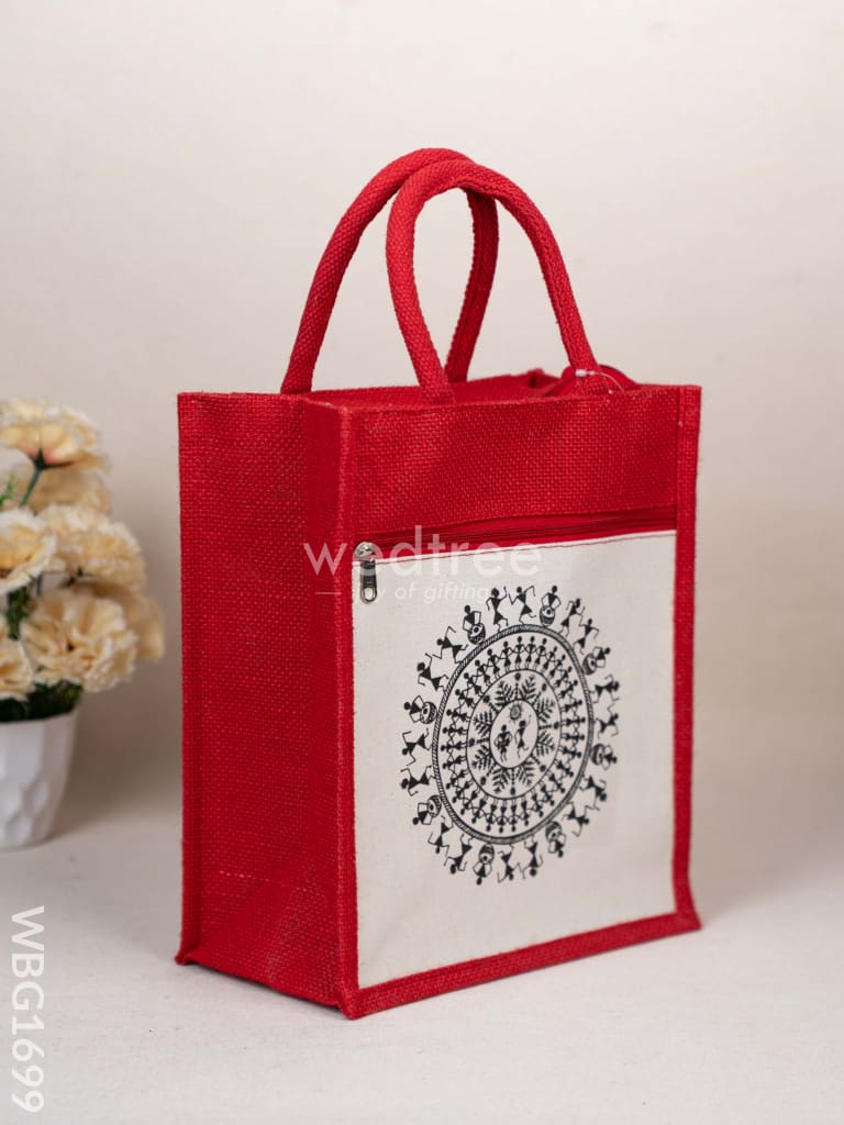 Jute Bag with Warli Print - WBG1699