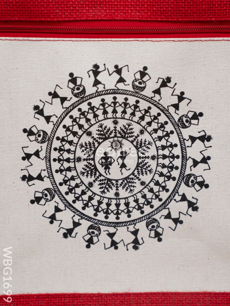 Jute Bag with Warli Print - WBG1699