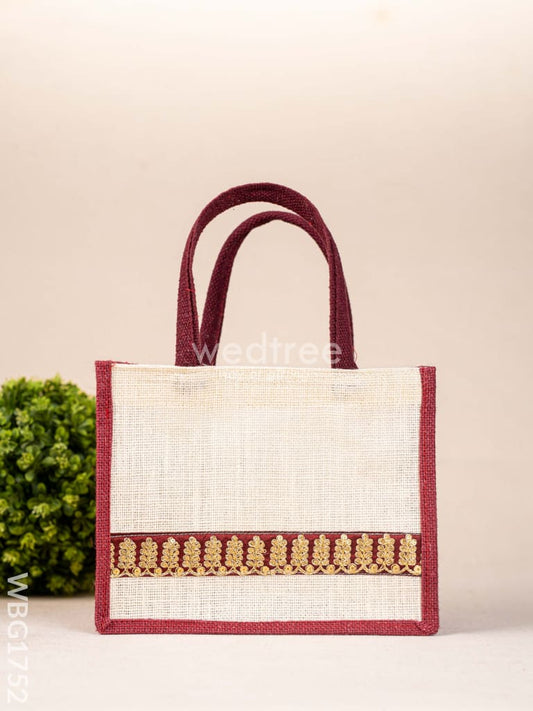Jute Bag with Zari Border - WBG1752