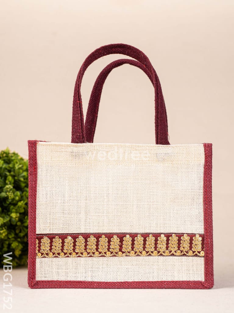 Jute Bag with Zari Border - WBG1752