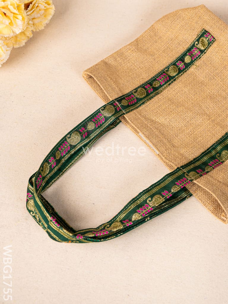 Jute Bag with Zari Handle - WBG1755