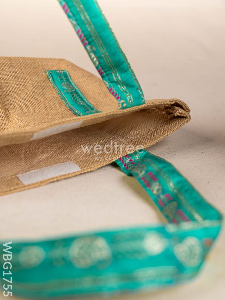Jute Bag with Zari Handle - WBG1755
