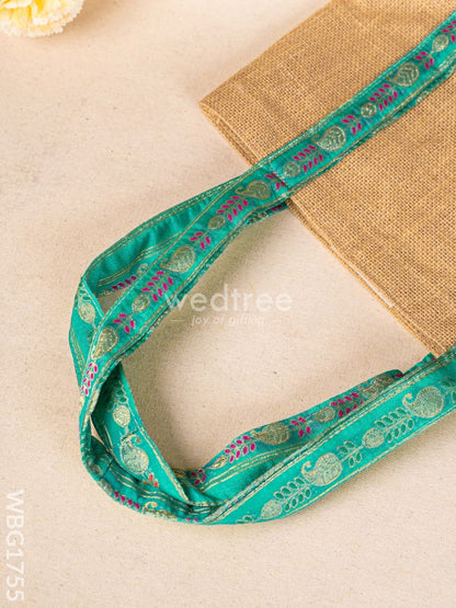 Jute Bag with Zari Handle - WBG1755