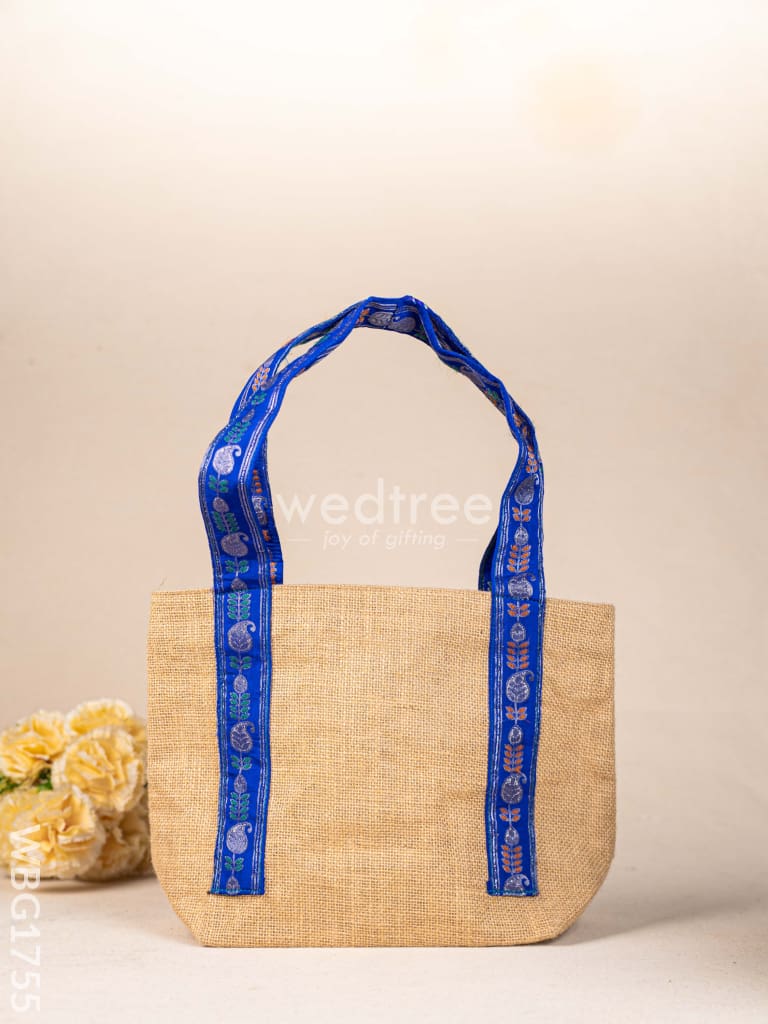 Jute Bag with Zari Handle - WBG1755
