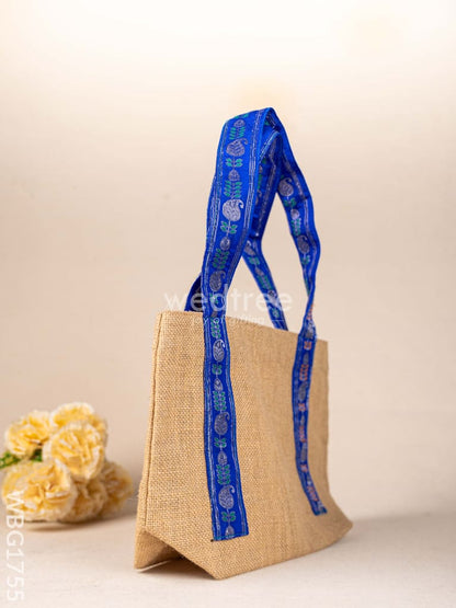 Jute Bag with Zari Handle - WBG1755