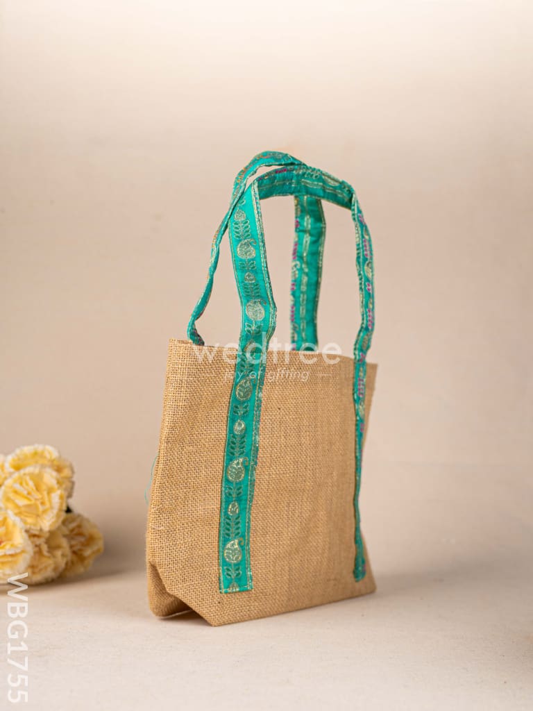 Jute Bag with Zari Handle - WBG1755