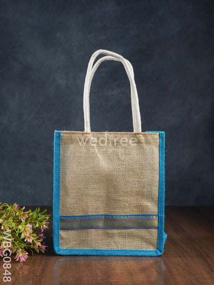 Jute Bag with Zari Lace Work - 9 inch - WBG0848