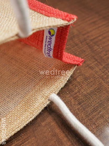 Jute Bag with Zari Lace Work - 9 inch - WBG0848