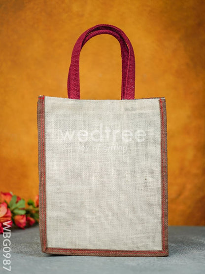 Jute Bag with Zari Lace Work - WBG0987