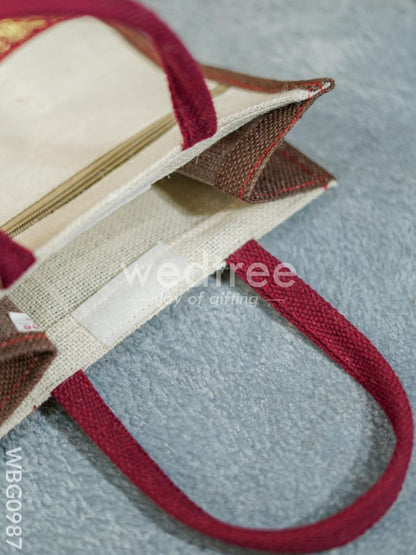 Jute Bag with Zari Lace Work - WBG0987
