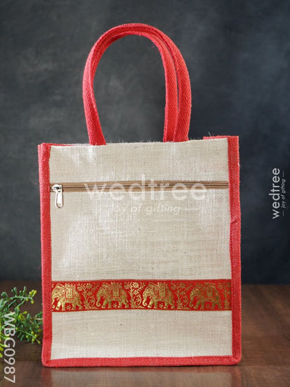 Jute Bag with Zari Lace Work - WBG0987
