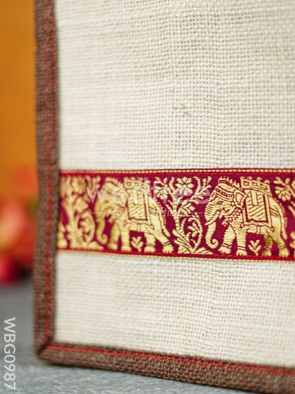 Jute Bag with Zari Lace Work - WBG0987