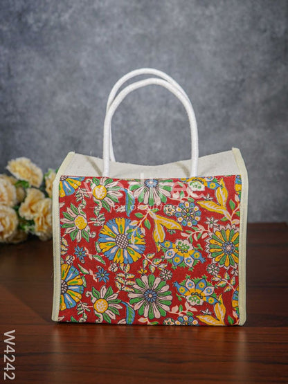 Jute Kalamkari Lunch Bag - W4242