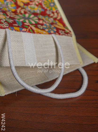 Jute Kalamkari Lunch Bag - W4242