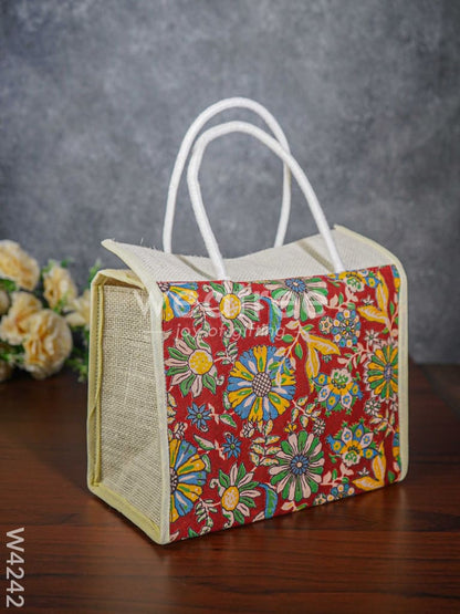 Jute Kalamkari Lunch Bag - W4242