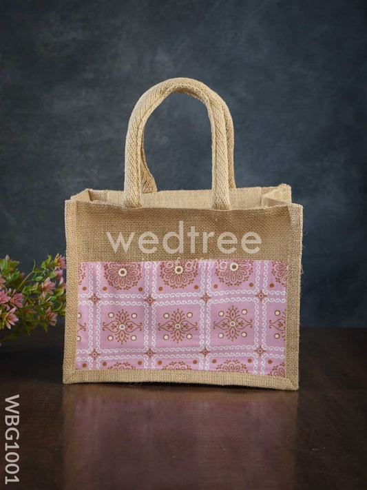 Jute Lunch Bag with Printed Fabric - WBG1001