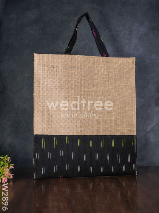 Jute Shopping Bag with Ikkat Fabric - W2896