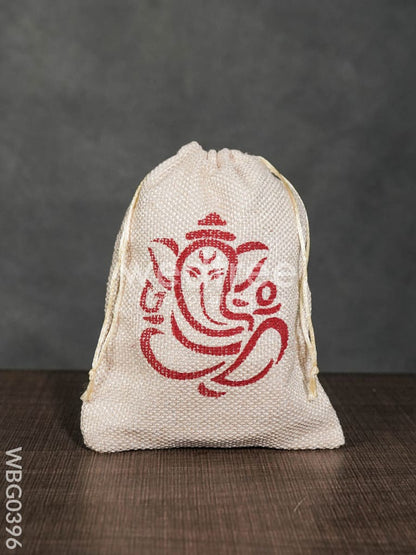 Jute String Bag with Ganesha Print - WBG0396