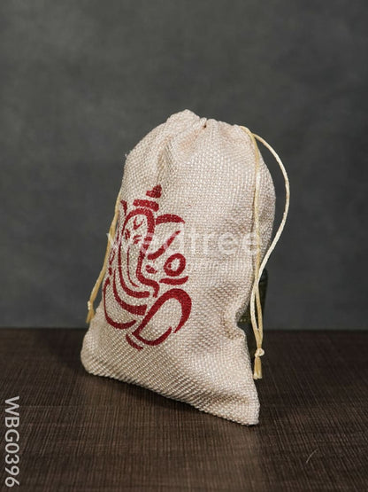 Jute String Bag with Ganesha Print - WBG0396